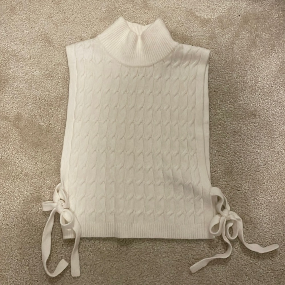 Cable Knit Sweater Vest with Tie Sides